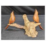 Signed Don Mitchell Carved Wooden Birds& Driftwood