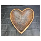 Vintage Hand Carved Wooden Heart Shaped Bowl