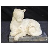 Vintage Painted Marble Siamese Cat Sculpture