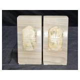Vintage Hand Carved Agate Book Ends