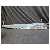 Hand Painted Cross Cut Saw - Farm Landscape Scene
