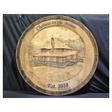 HUGE Round "Chateau on the Mount" Wooden Sign