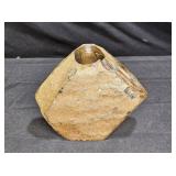 Rustic Iron Stone Vase With Embedded Frog