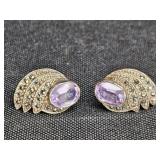 Sterling Silver Amethyst & Marcasite Earrings