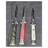 3 Stiletto Auto Folding Knives