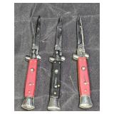 3 Stiletto Folding Automatic Knives
