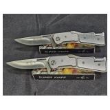 2 NIB Super Knife Manual Folding Knives NO37