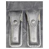 2 Black Leather Folding Knife Belt Cases