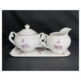Porcelain Cream & Sugar with Under Plate