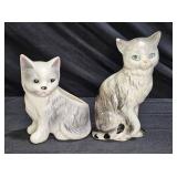 Vintage Ceramic Iridescent Cat & Cat Planter