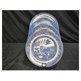 Churchill Blue Willow 4 Dinner Plates