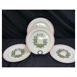 4 Anchor Hocking Holiday Wreath Bread Plates