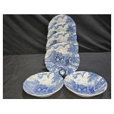 Myott Royal Mail Blue Stagecoach 6 Cereal Bowls