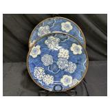 2 Blue & White Floral Imari Ware Japanese Plates