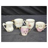 5 Vintage Porcelain Miniature Tea Cups