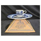 3 Piece Set Churchill Classic Blue Willow