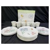 New in Box 18 Piece Lenox Butterfly Meadow Dish
