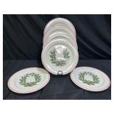 6 Anchor Hocking Holiday Wreath Dinner Plates