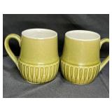 2 Retro Avocado Green Mid Century Coffee Cups