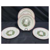 4 Anchor Hocking Holiday Wreath Bread Plates