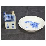 Royal Copenhagan Bowl & Royal Delft Blue House