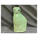 Green Spongeware Sitting Kitty Cat