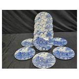 Myott Royal Mail Blue Stagecoach 7 Dessert Plates