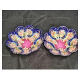 2 Antique Asagi-Zo Footed Porcelain Berry Bowls