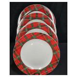 4 Gibson China Tartan Plaid Dinner Plates
