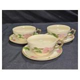 Franciscan Desert Rose 3 Saucers & 3 Tea Cups