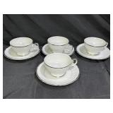 Harmony House Silver Sonata 4 Tea Cups & 4 Saucers