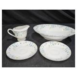 MCM Sango Medeira Creamer, 2 Saucers, Serving Bowl