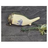 Delft Porcelain Smoking Pipe with Lid Bowl