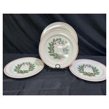 4 4 Anchor Hocking Holiday Wreath Dinner Plates