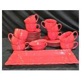 28 Piece Red "Chateau" Dinner Ware