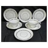 Heinrich H & C Silver Wreath 2 Teacups & 6 Saucers