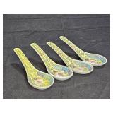 4 Porcelain Chinese Soup Spoons