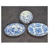 Blue & White Porcelain Trinket Dishes & Votive