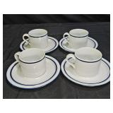 Set of 4 Dansk Bistro Mugs and Saucers