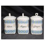 3 Vintage Victoria China Spice Canisters