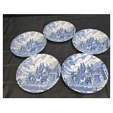 Myott Royal Mail Blue Stagecoach 5 Flat Soup Bowls