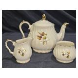 Vtg Sader Daisy Tea Pot, Creamer, & Sugar Bowl