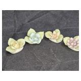 4 Japanese Porcelain Flowers Place Card Holders