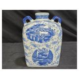 Vtg Blue/White Chinoiserie Chinese Porcelain Vase