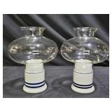 Pair of Dansk Hurricane Lamps with Globes