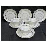 Heinrich H & C Silver Wreath 3 Teacups & 6 Saucers