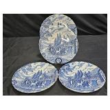 Myott Royal Mail Blue Stagecoach 4 Flat Soup Bowls