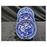 3 Vintage Blue Willow Bread Plates