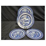 Churchill Blue Willow 2 Salad & 2 Dinner Plates
