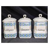 3 Vintage Victoria China Spice Canisters